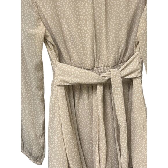 Japna Long Sleeve Chiffon Dress Large Animal Print Surplice Neckline Lined - Picture 7 of 10